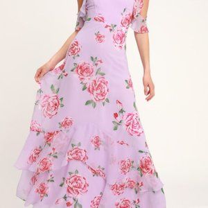 Lulu's Maxi Lavender Floral Dress